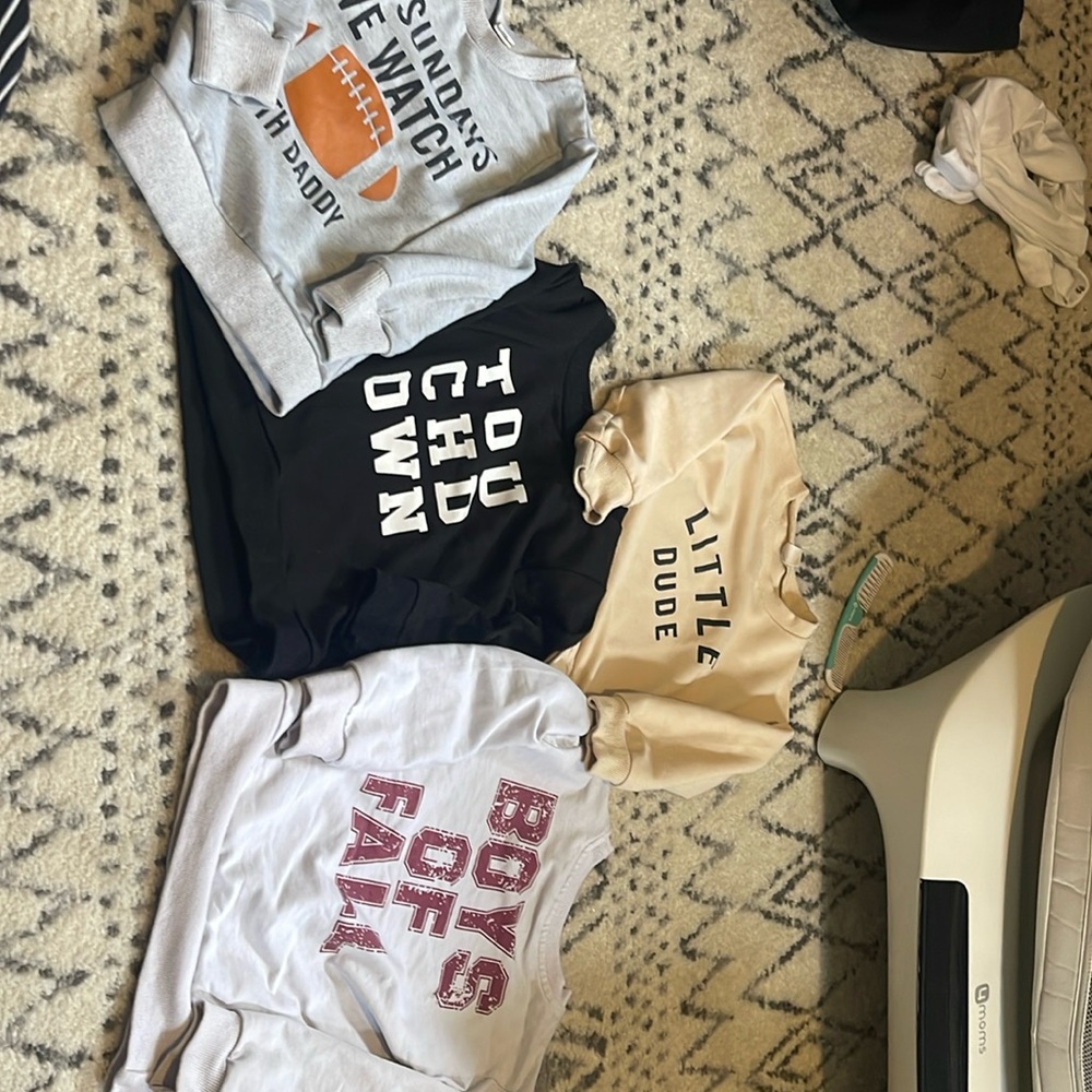 Long sleeve light sweatshirts - toddler sizes 18-2t worn but in ok condition.